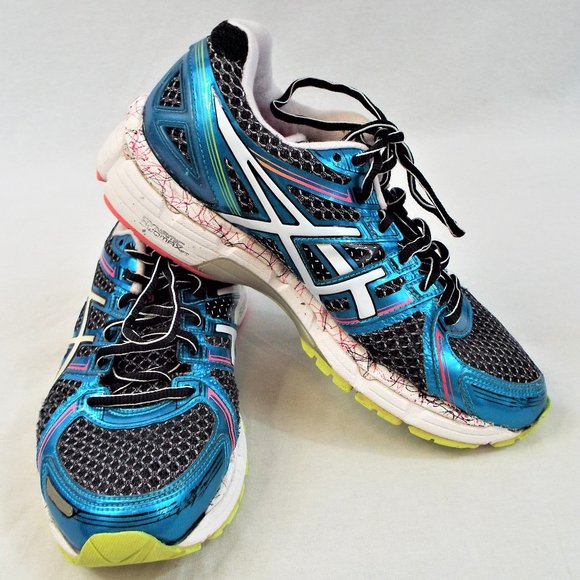Asics Gel Kayano 19 Metallic Blue Pink and White Running Shoes Size 8.5 - Picture 1 of 13